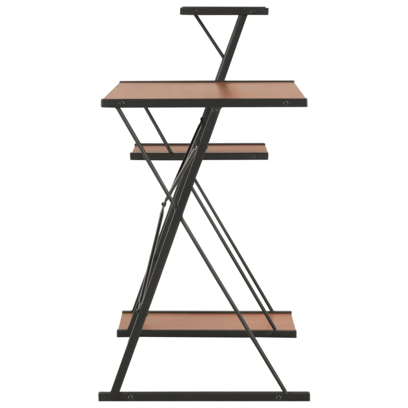 vidaXL rakstāmgalds ar plauktu, melns un brūns, 116x50x93 cm