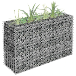 vidaXL gabions, augstā puķu kaste, cinkots tērauds, 90x30x60 cm