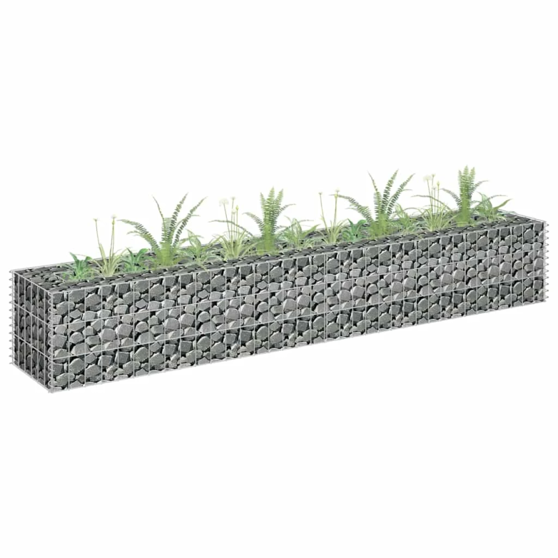 vidaXL gabions, augstā puķu kaste, cinkots tērauds, 180x30x30 cm