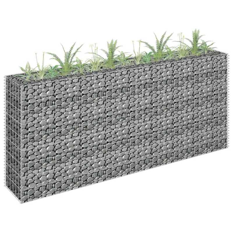 vidaXL gabions, augstā puķu kaste, cinkots tērauds, 180x30x90 cm