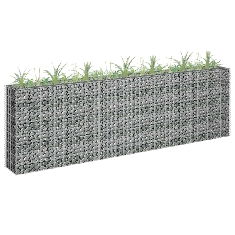 vidaXL gabions, augstā puķu kaste, cinkots tērauds, 270x30x90 cm