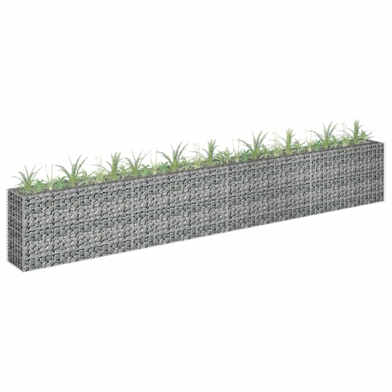 vidaXL gabions, augstā puķu kaste, cinkots tērauds, 360x30x60 cm