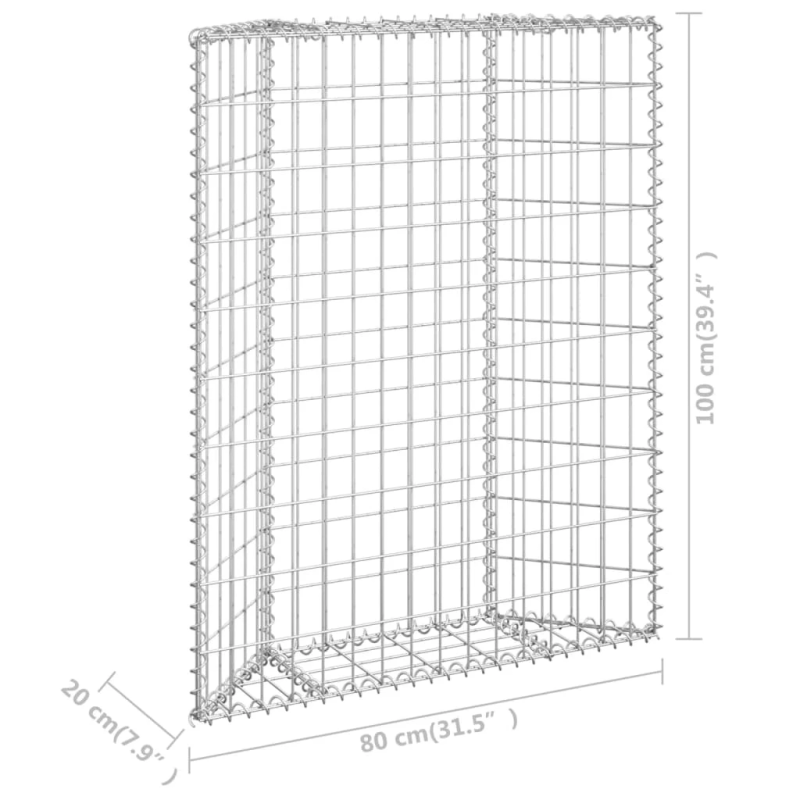vidaXL gabions, augstā puķu kaste, cinkots tērauds, 80x20x100 cm