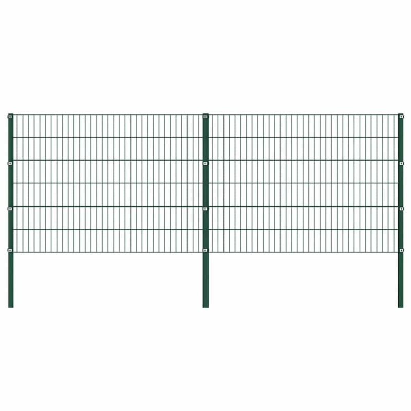 vidaXL žoga panelis ar stabiem, dzelzs, 349x120 cm, zaļš