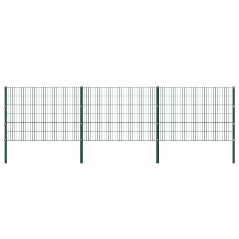 vidaXL žoga panelis ar stabiem, dzelzs, 522x120 cm, zaļš