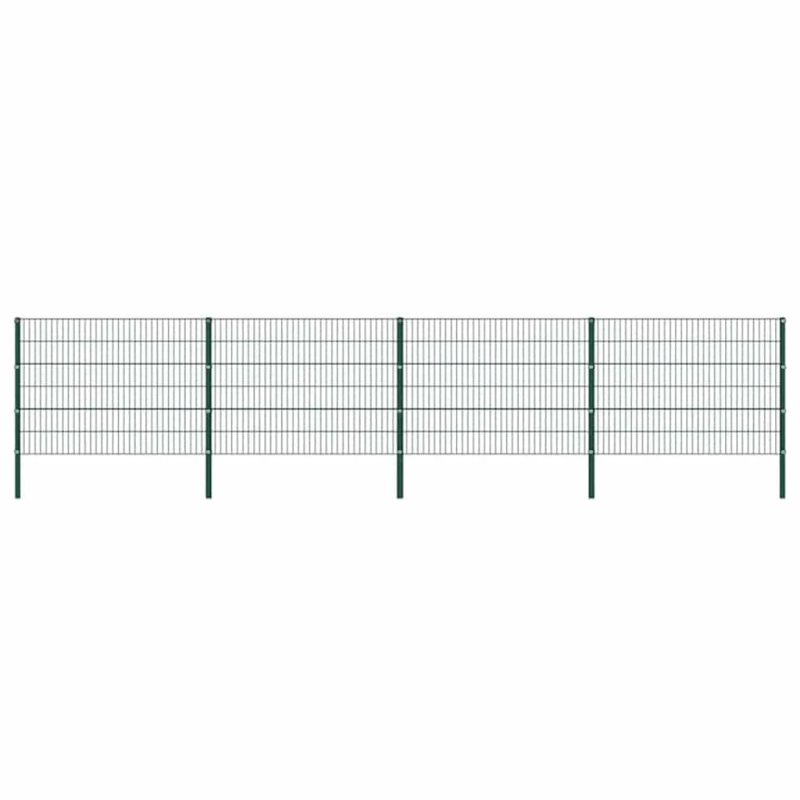 vidaXL žoga panelis ar stabiem, dzelzs, 694,5x120 cm, zaļš