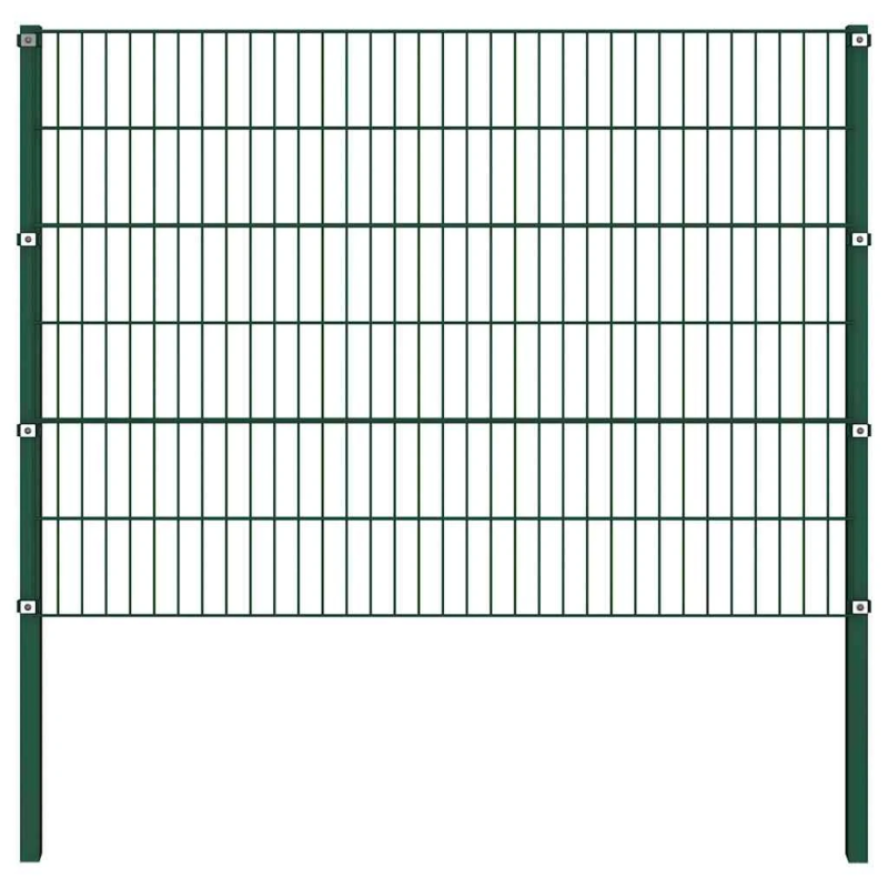 vidaXL žoga panelis ar stabiem, dzelzs, 694,5x120 cm, zaļš