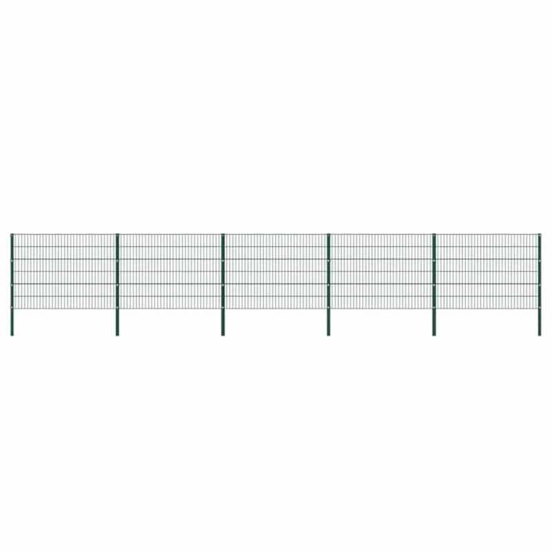 vidaXL žoga panelis ar stabiem, dzelzs, 867x120 cm, zaļš