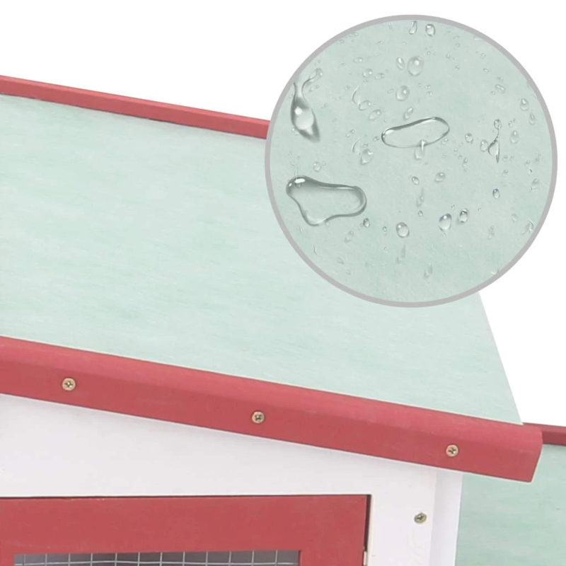 vidaXL trušu būris, sarkans un balts, 201x45x85 cm, koks