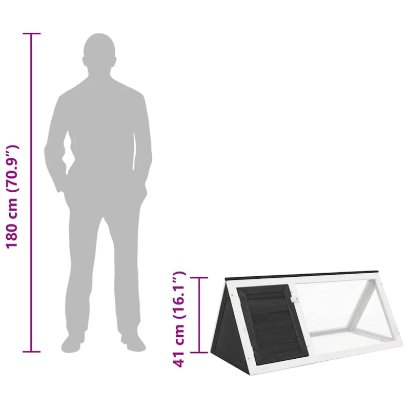 vidaXL dzīvnieku būris, pelēks koks