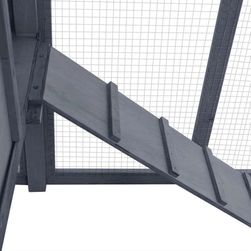 vidaXL vistu būris ar perētavu, pelēks ar baltu, egles masīvkoks