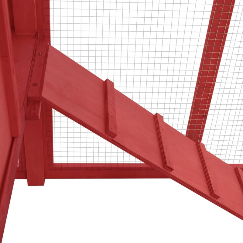 vidaXL vistu būris ar perētavu, sarkans ar baltu, egles masīvkoks