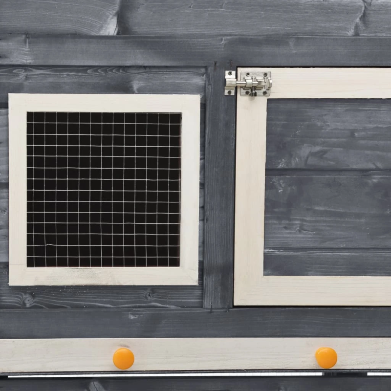 vidaXL trušu būris, 140x63x120 cm, egles masīvkoks, pelēks ar baltu