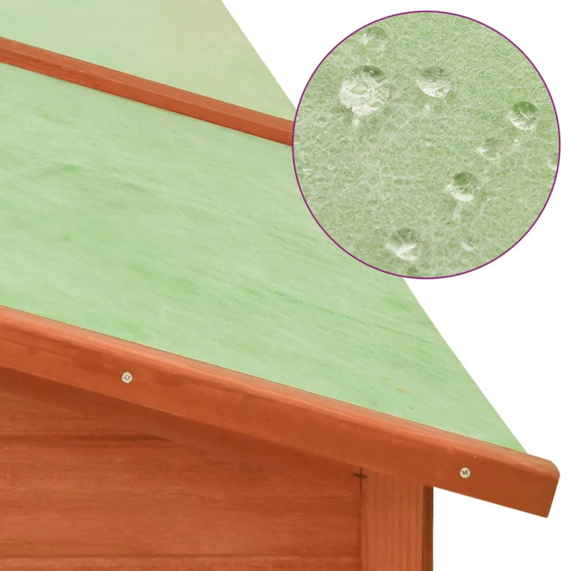 vidaXL āra trušu mājiņa ar nožogojumu, brūna, egles masīvkoks