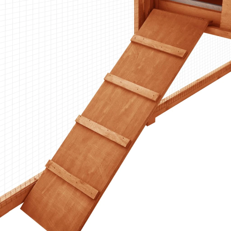 vidaXL āra trušu mājiņa ar nožogojumu, brūna, egles masīvkoks