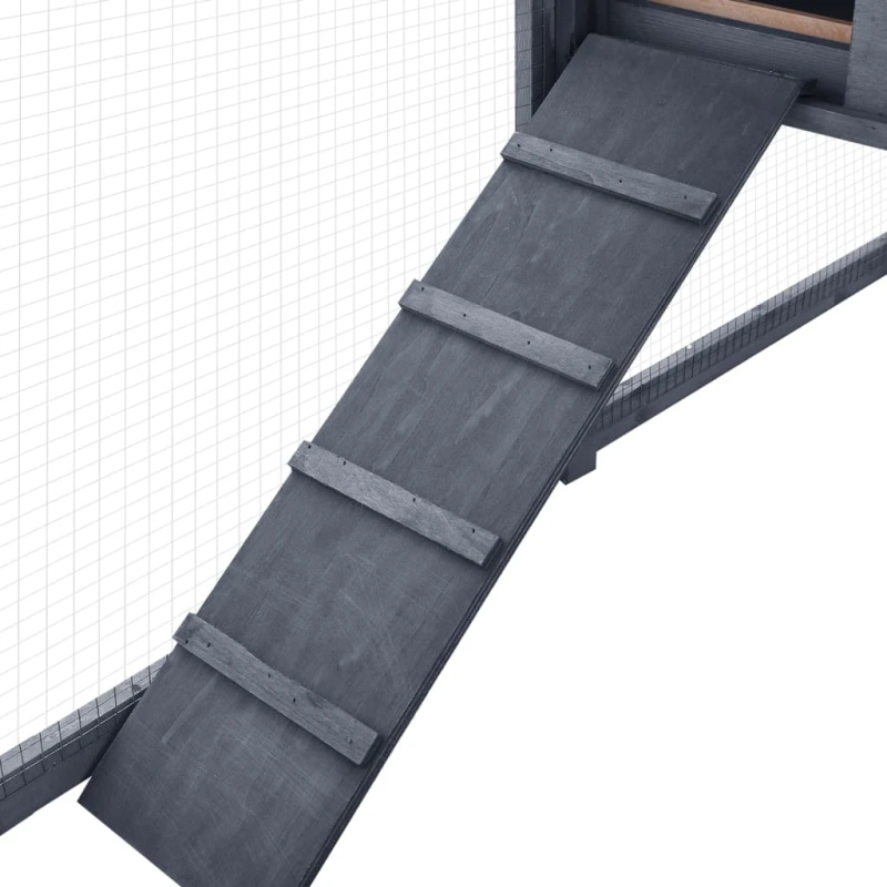 vidaXL āra trušu mājiņa ar nožogojumu, pelēka, balta, egles masīvkoks