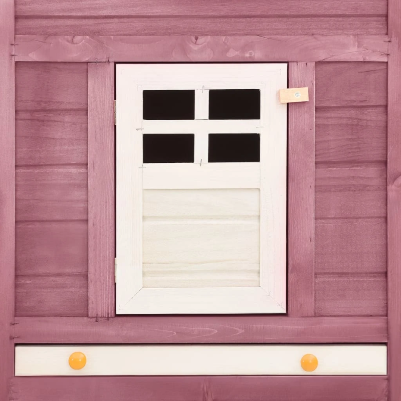 vidaXL āra trušu mājiņa ar nožogojumu, brūna, balta, egles masīvkoks