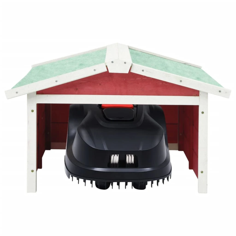 vidaXL robotizēta zāles pļāvēja garāža, sarkana un balta, 72x87x50 cm
