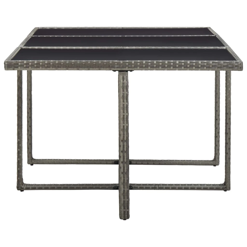 vidaXL 11-daļīgs dārza mēbeļu komplekts ar matračiem, PE, pelēks