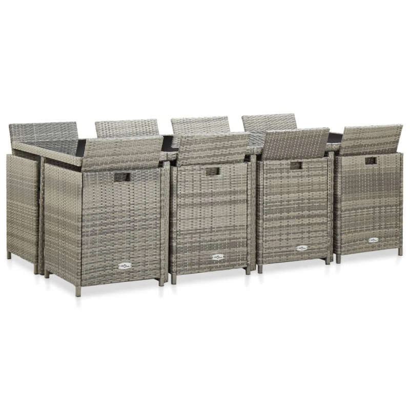 vidaXL 13-daļīgs dārza mēbeļu komplekts ar matračiem, PE pinums