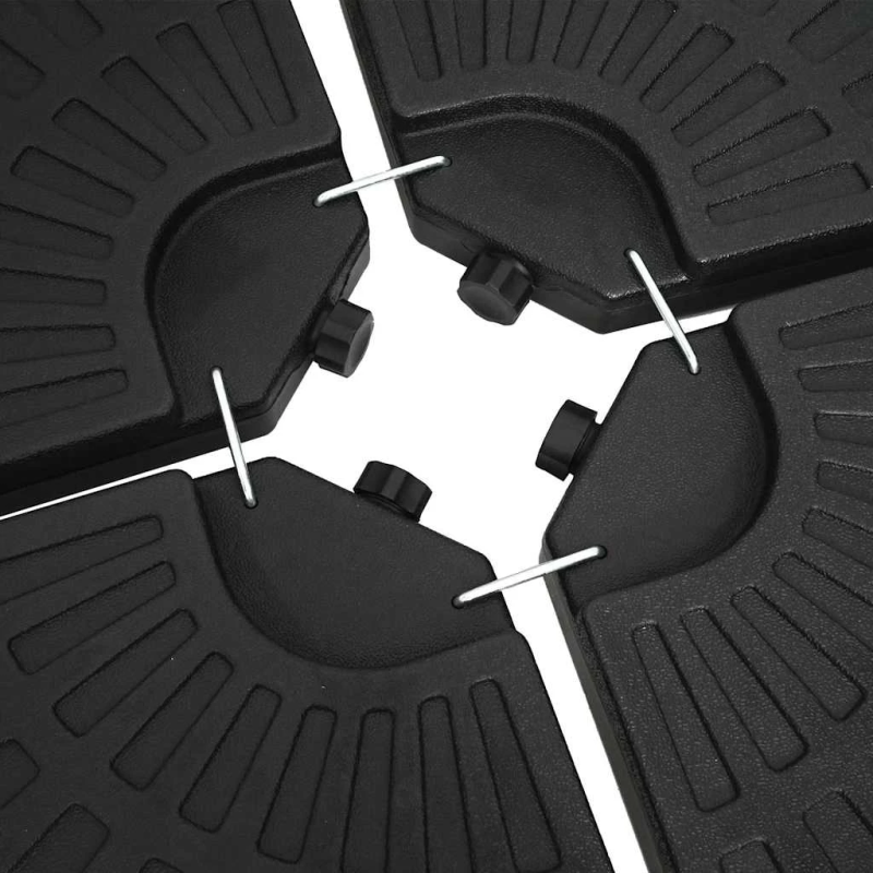 vidaXL saulessarga pamatne, vēdekļa forma, 4 daļas, melna