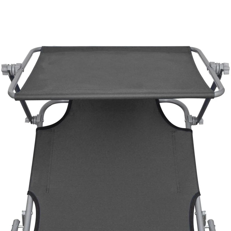 vidaXL sauļošanās zvilnis ar jumtiņu, pelēks alumīnijs