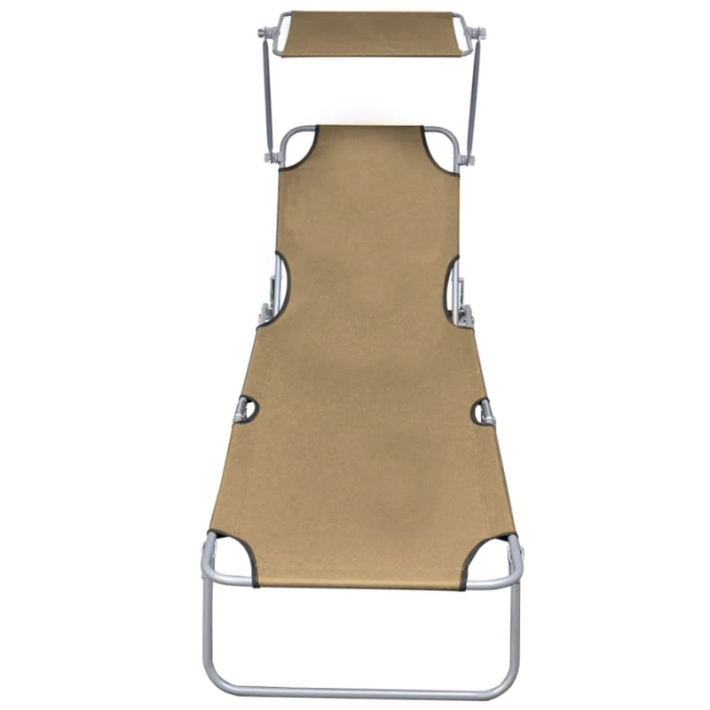 vidaXL sauļošanās zvilnis ar jumtiņu, pelēkbrūns alumīnijs