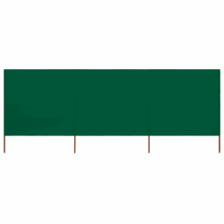 vidaXL 3 paneļu vēja aizsargsiets, zaļš, 400x80 cm, audums