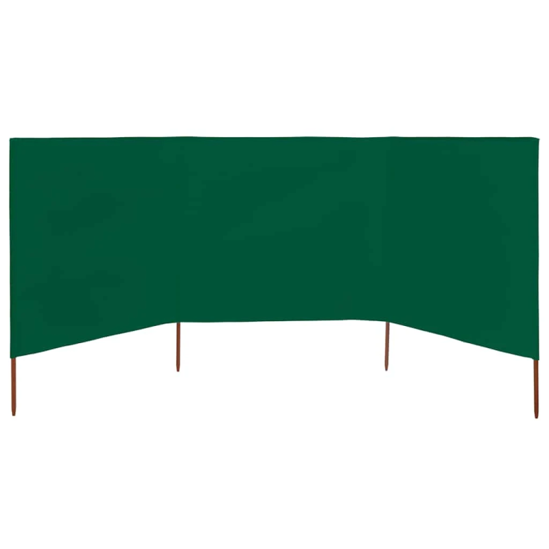 vidaXL 3 paneļu vēja aizsargsiets, zaļš, 400x80 cm, audums