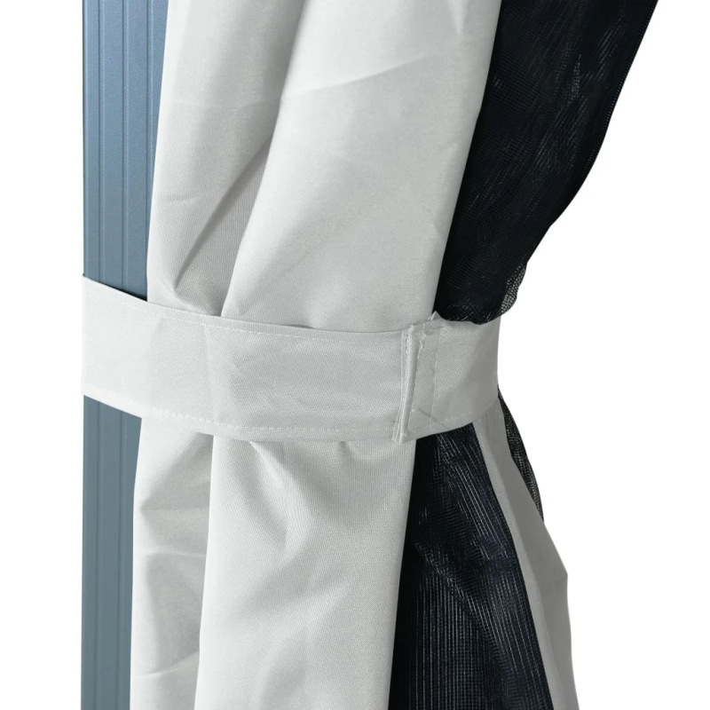 vidaXL dārza nojume ar aizkariem, krēmkrāsa, 300x300 cm, alumīnijs