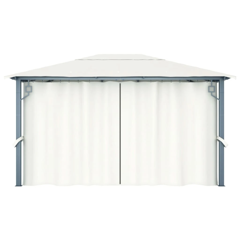 vidaXL dārza nojume ar aizkariem, 400x300 cm, krēmkrāsa, alumīnijs