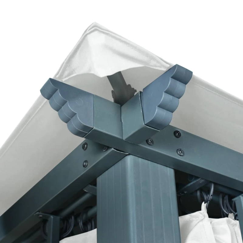 vidaXL dārza nojume ar aizkariem, 400x300 cm, krēmkrāsa, alumīnijs