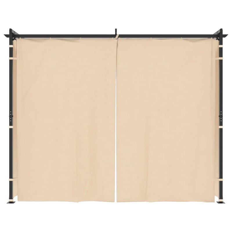 vidaXL dārza nojume ar aizkariem, 3x3 m, tērauds, krēmkrāsas