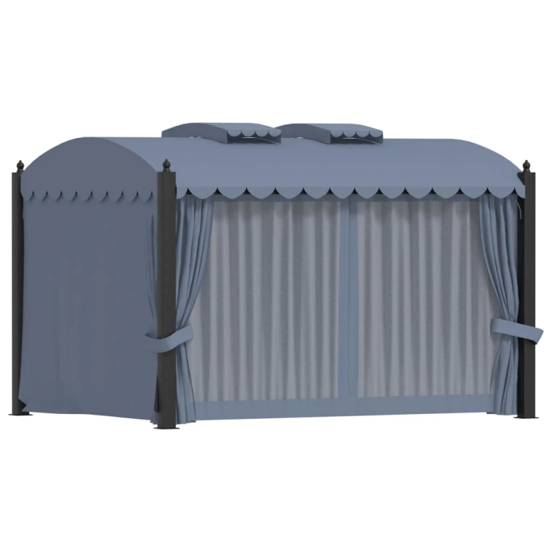 vidaXL dārza nojume ar aizkariem, 3x4 m, tērauds, antracītpelēka