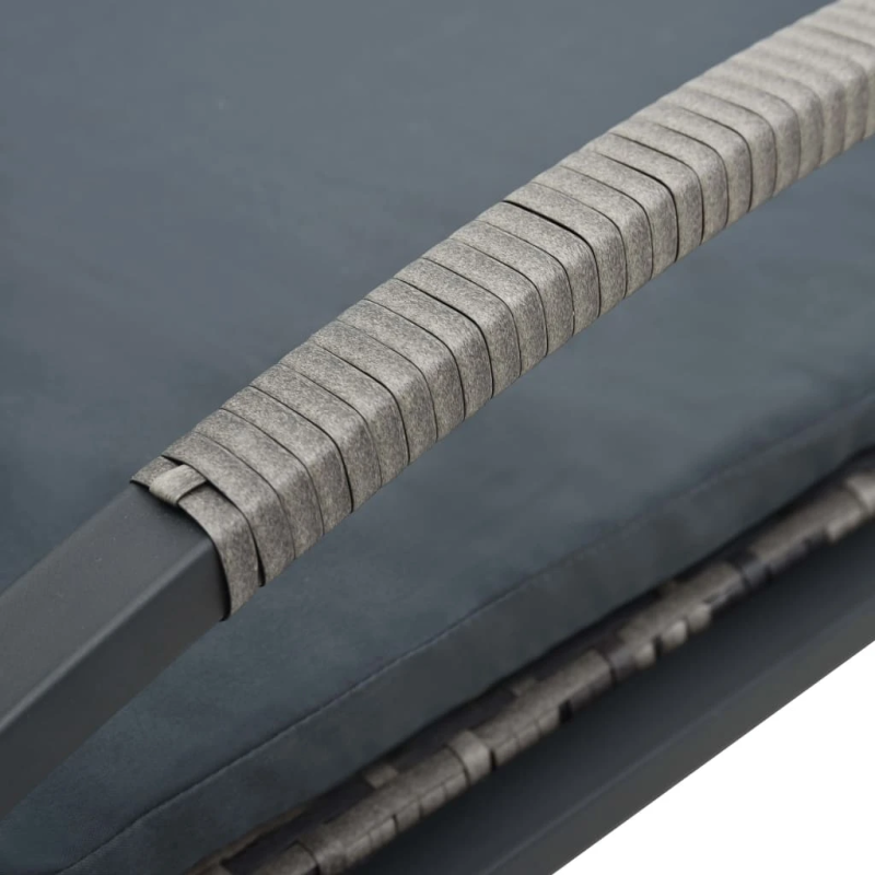 vidaXL sauļošanās zvilnis ar matraci un riteņiem, pelēks PE