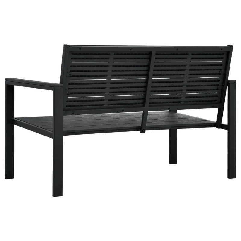 vidaXL dārza sols, 120 cm, melns HDPE, koka imitācija