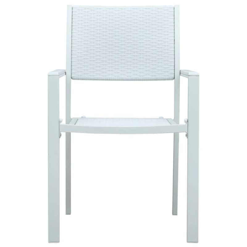 vidaXL dārza krēsli, 4 gab., balta plastmasa, pinuma dizains