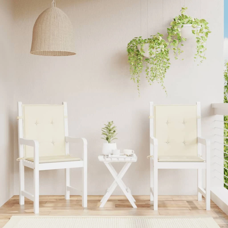 vidaXL dārza krēslu spilveni, 2 gab., krēmkrāsas, 100x50x3 cm, audums