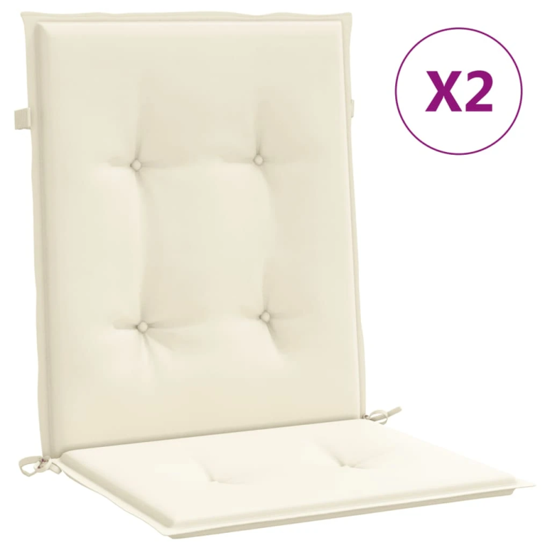 vidaXL dārza krēslu spilveni, 2 gab., krēmkrāsas, 100x50x3 cm, audums