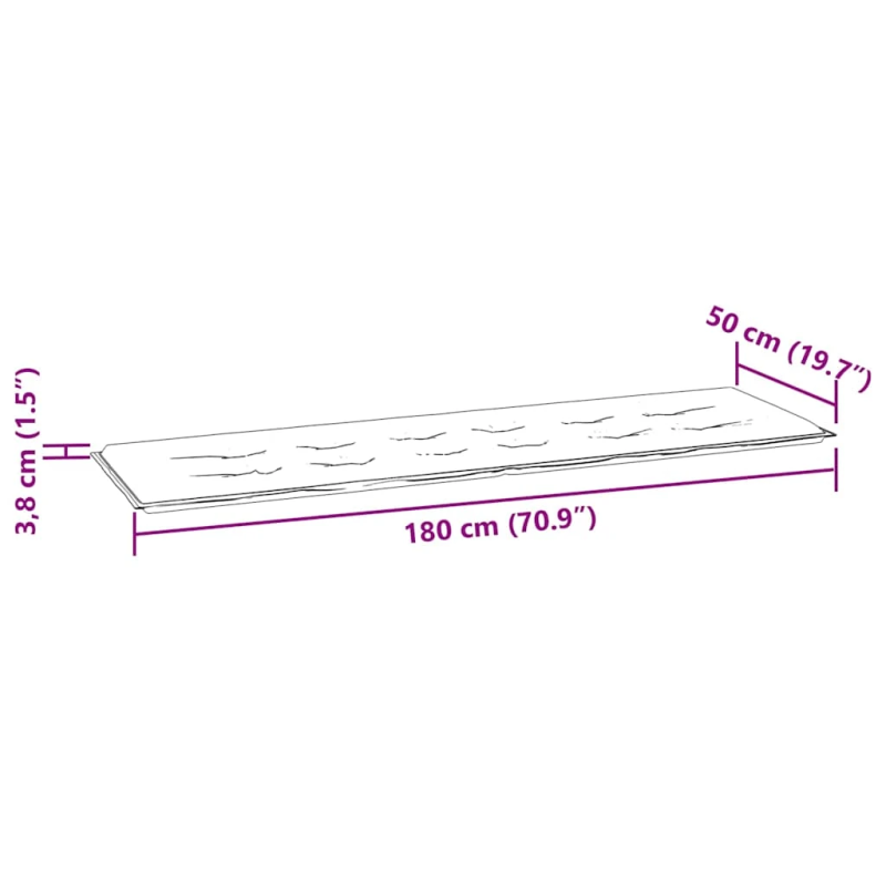 vidaXL dārza sola matracis, 180x50x4 cm, audums, melns