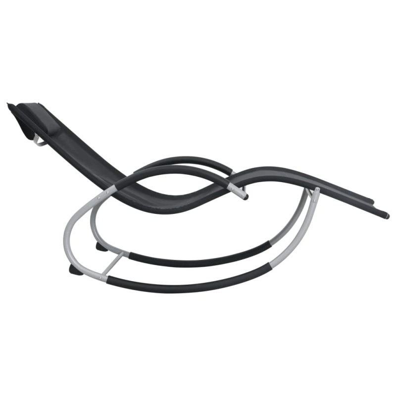 vidaXL sauļošanās zvilnis ar spilvenu, melns tekstilēns