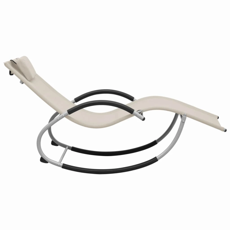 vidaXL sauļošanās zvilnis ar spilvenu, krēmkrāsas tekstilēns