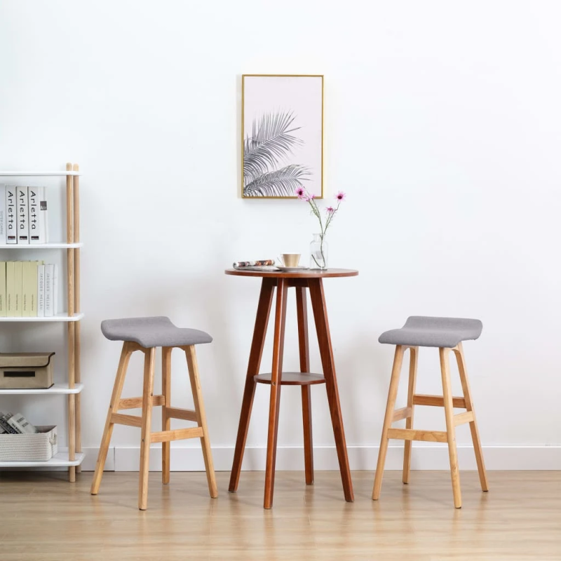 vidaXL bāra krēsli, 2 gab., gaiši pelēks audums