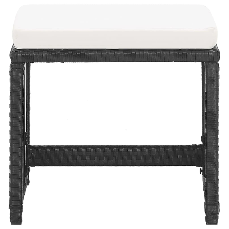 vidaXL dārza soli, 2 gab., ar matračiem, melna PE rotangpalma