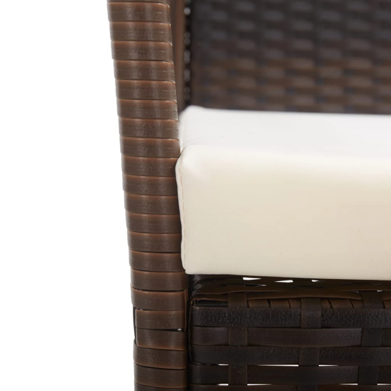 vidaXL dārza atpūtas krēsli ar matračiem, 2 gab., brūna PE rotangpalma