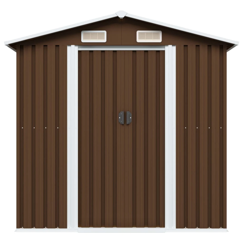 vidaXL dārza šķūnis, brūns, 204x132x186 cm, tērauds