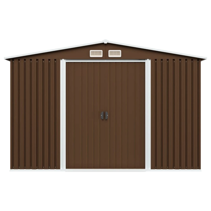 vidaXL dārza šķūnis, brūns, 257x205x178 cm, tērauds