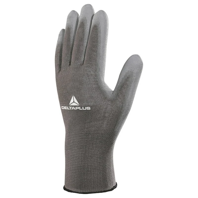 Tekstila darba cimdi, adīti, poliestera PU plaukstas pārklāj 8, Delta Plus