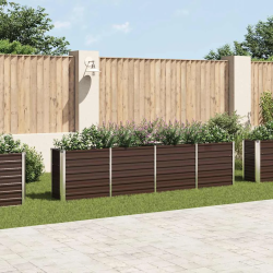 vidaXL puķu kaste, brūna, 320x40x77 cm, cinkots tērauds