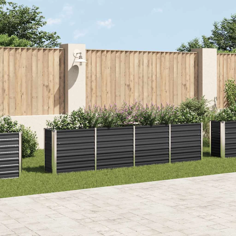 vidaXL puķu kaste, antracītpelēka, 320x40x77 cm, cinkots tērauds